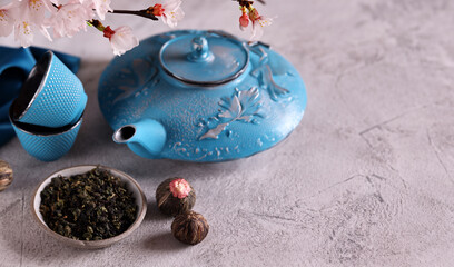 traditional tea ceremony teapot on the table