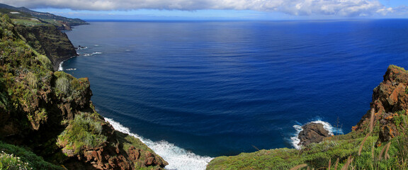 Lavaküste Insel La Palma, Kanarische Insel, Atlantischer Ozean, Panorama, Spanien, Europa - obrazy, fototapety, plakaty