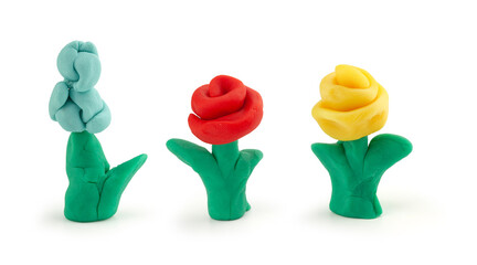 Isolated playdough flowers