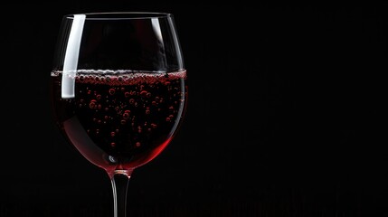 Poring red wine in a glass with a black background