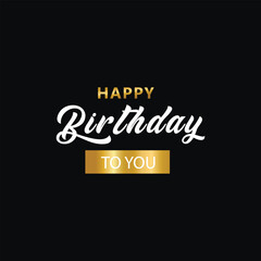 Golden Text Happy Birthday  on black background