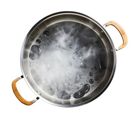 Top View of pot of boiling water, kitchenware, PNG file, isolated background