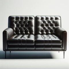 retro style black leather office sofa