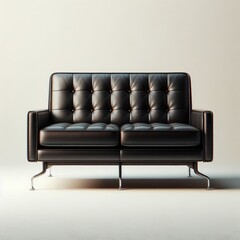 retro style black leather office sofa