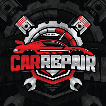 Car repair service, logo design template.