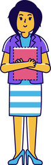 Young female professional holding a clipboard confidently, wearing business casual attire, simple stylized character design. Office worker, efficient assistant, organized and ready vector illustration
