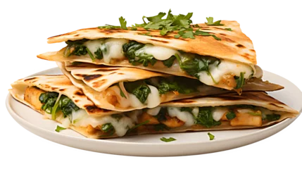 Fotobehang veggie quesadilla png, Mexican cuisine, vegetarian option, cheesy delight, grilled tortilla, colorful vegetables, salsa garnish, transparent background, culinary illustration, delicious meal        © Vectors.in