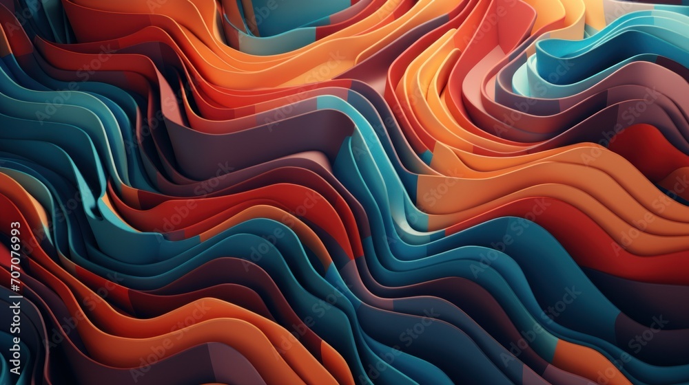 Poster abstract 3d colorful layered shapes. dynamic 3d abstract background with multilayered shapes in vibr