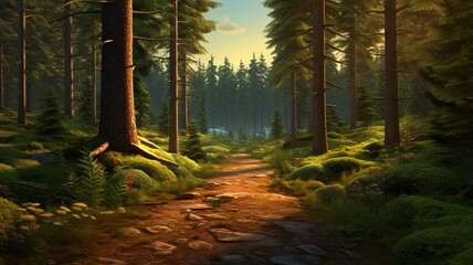 Beautiful forest cinematic lighting realistic photography image Ai generated art