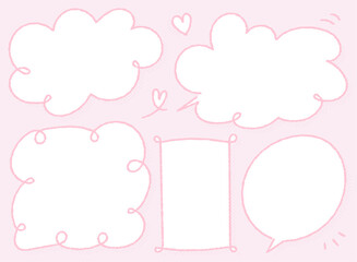 手描き風のピンクのかわいい吹き出しフレーム