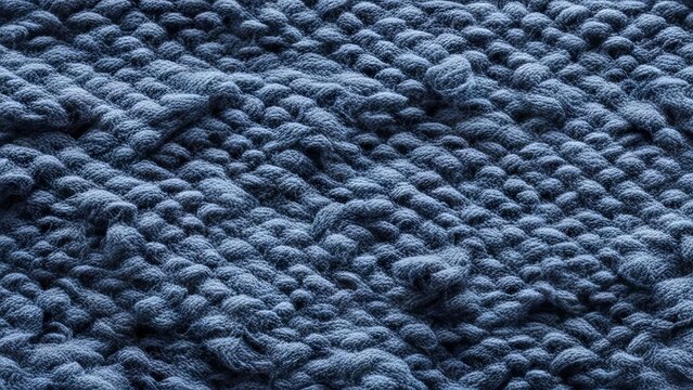 The image is a close-up of a blue textured fabric made of loops