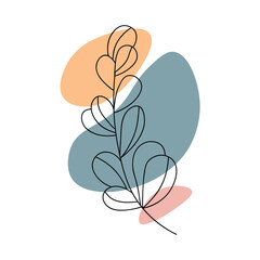 Flower abstract element of hand draw set. Presentation of the essence of harmony as pastel colors blend seamlessly with the organic form of a flower branch in this artwork. Vector illustration.