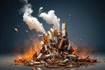 Foto op Plexiglas cigarette and smoke © lc design