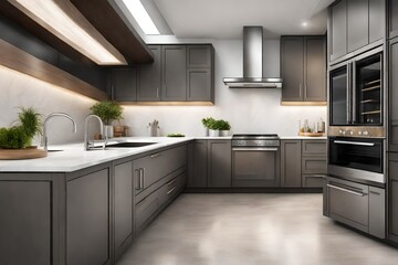 Luxurious new kitchen with modern appliances