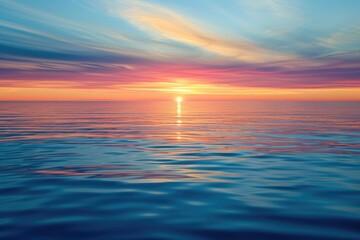 Fototapeta na wymiar Painterly sunset over a calm ocean horizon