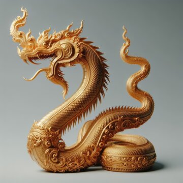 golden dragon statue on the wall