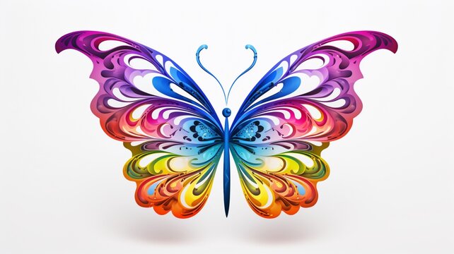 Design complex colorful butterfly pride tattoo white bac picture Ai generated art