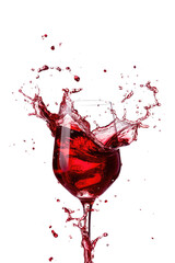 red wine isolated on white - obrazy, fototapety, plakaty