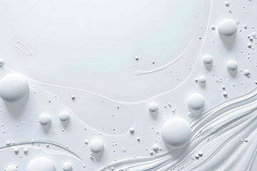 A white background smeared with white is decorated with small white balls.