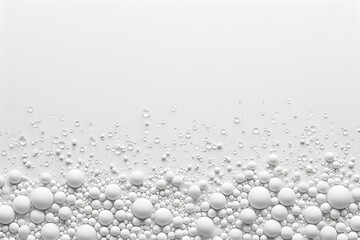 A white background with many small spheres is the main element.
