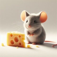 animation mouse and a piece of cheese