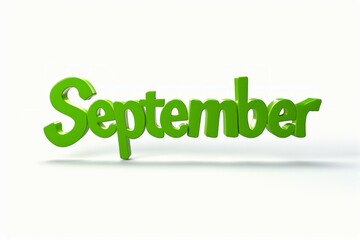September - word created in green 3d shape style lettering.