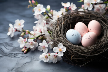 easter eggs in nest