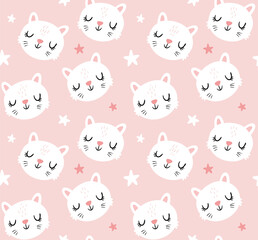 
Seamless pattern with cute cats on a pink background
- 707087754
