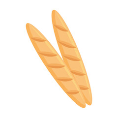 Fresh French baguettes. Bread, pastries, groceries. Bakery illustration, vector
