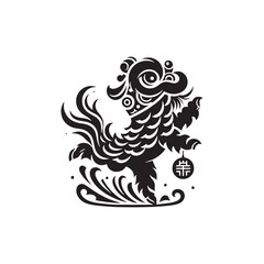 Obraz premium Auspicious Festivity: Captivating Chinese Lion Dance Reunion Silhouette for Striking Stock Exhibits - Chinese New Year Silhouette - Chinese Lion Vector 