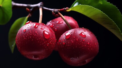 Fruit red plum aloo bukhara image Ai generated art - obrazy, fototapety, plakaty