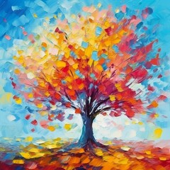 Obraz na płótnie Canvas Oil Painting Landscape - Autumn Forest