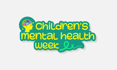 Children's Mental health week is observed every year during February, Vector illustration