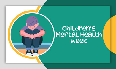 Children's Mental health week is observed every year during February, Vector illustration