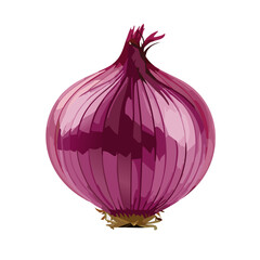 Illustration of a Whole Red Onion with Shiny Purple Layers