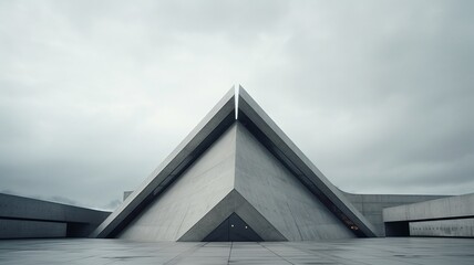 Gray concrete building modernism style sail sha illustration image Ai generated art - obrazy, fototapety, plakaty