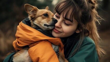 Young Happy woman with a dog