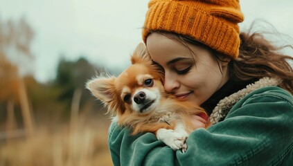 Young Happy woman with a dog