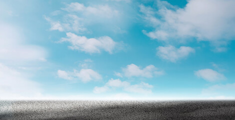 Sky Blue,Cloud Background,Horizon Summer sky with gloomy vivid cyan vintage tone with empty...