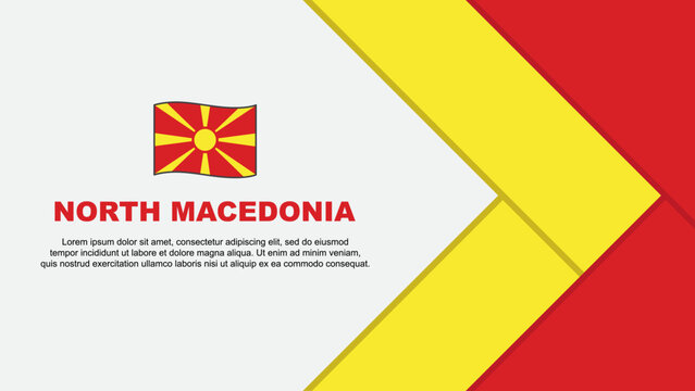 North Macedonia Flag Abstract Background Design Template. North Macedonia Independence Day Banner Cartoon Vector Illustration. North Macedonia Cartoon