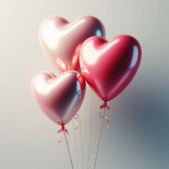 heart ballons  with ribbon  valentine s day