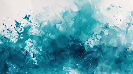 Fototapeta na wymiar 水彩画インクの背景画像_青緑色 Abstract colorful teal color painting illustration. Background of watercolor splashes [Generative AI] 