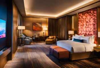 Modern Suite Luxury Hotel Room - Contemporary Design, Spacious Comfort, and Trendsetting Elegance for a Stylish Getaway
