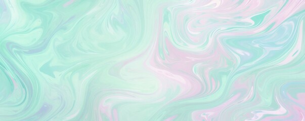 Fototapeta na wymiar Pastel mint green seamless marble pattern with psychedelic swirls