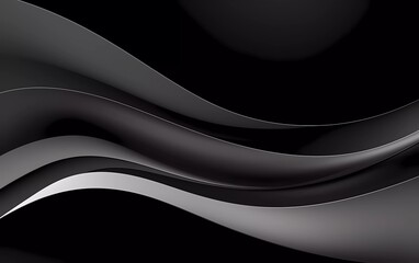 Black and silver paper waving abstract banner design. Wavy vector background. generative ai