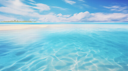 Obraz premium Beach with water, Abstract beautiful sandy beaches background with crystal clear waters of the sea and the lagoon, Ai generated image 