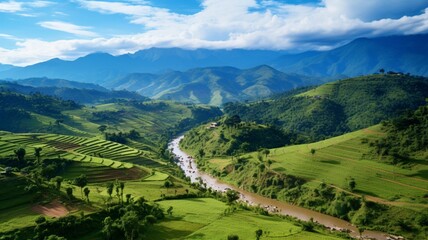 Naklejka na ściany i meble Most wonderful natural landscape colombia wallpaper image Ai generated art