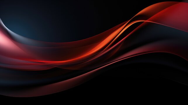 Calm smooth black and red waves Illustration background © somkcr