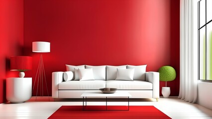 red sofa in a living room