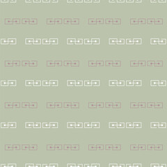 seamless repeat pattern with simple white and purple geometric elements on a sage green background perfect for fabric, scrap booking, wallpaper, gift wrap projects